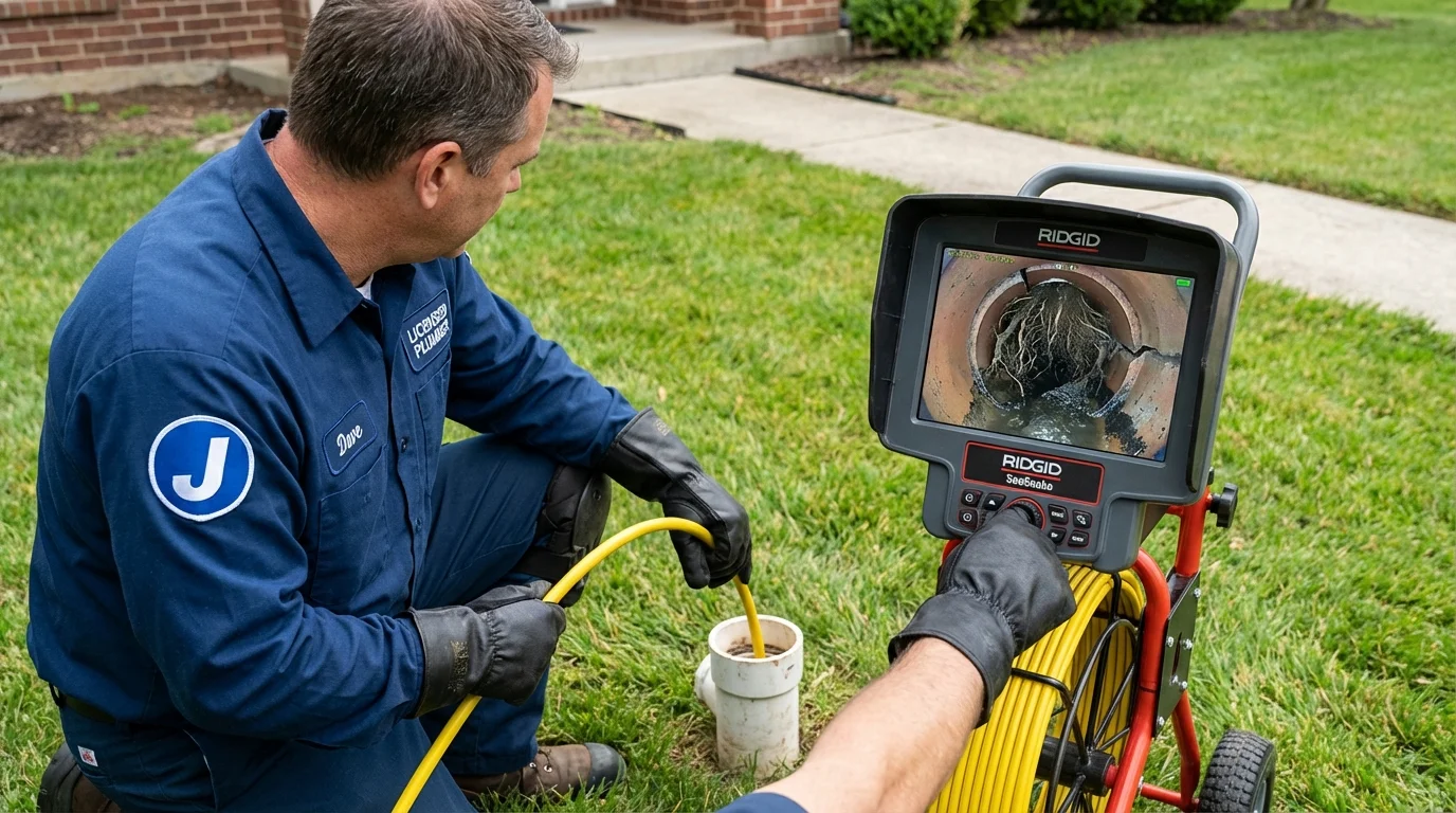 Sewer camera inspection being performed by Johns Plumbing LLC in Johnson